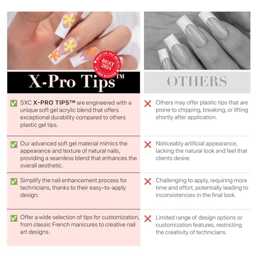 SXC Cosmetics X-Pro Tips French Tip Press On Nails - Bright Pastel Glow in the Dark Series (GLOW117-M Square)