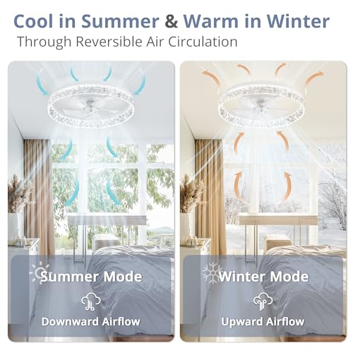 22 Inch Ceiling Fan with Lights & Remote, Dimmable Reversible Motor, White - Variation of THIS listing