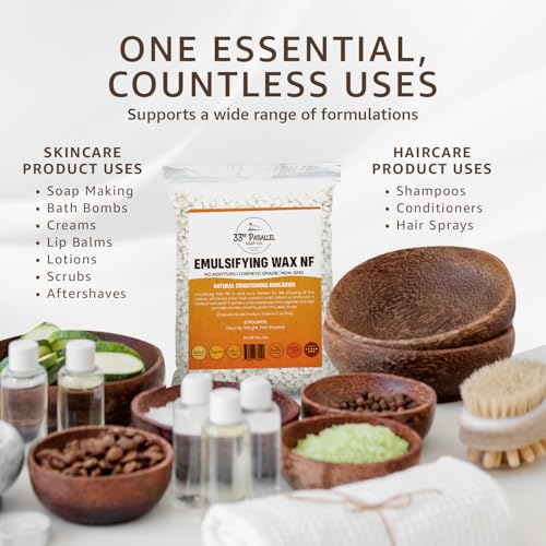 Non-GMO Emulsifying Wax NF Pastilles 32 Ounce - Natural Plant-Based Cosmetic Grade
