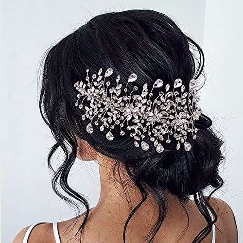 Silver Rhinestone Hair Comb Accessory for Weddings and Special Occasions
