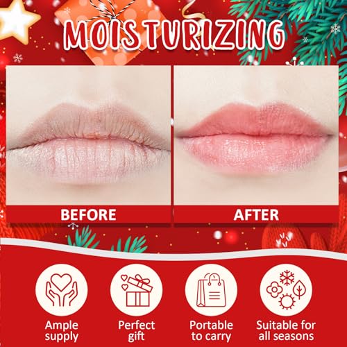 DMSKY Christmas Lip Balm Bulk 60 Pcs, Christmas Stocking Stuffers, Ideal Christmas Gifts for Women Men, Christmas Party Favors for Teachers Coworkers-Santa Claus