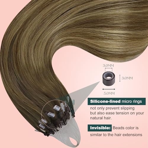 Easyouth 18in Micro Balayage Human Hair Extensions #4/24/4 Pack of 1