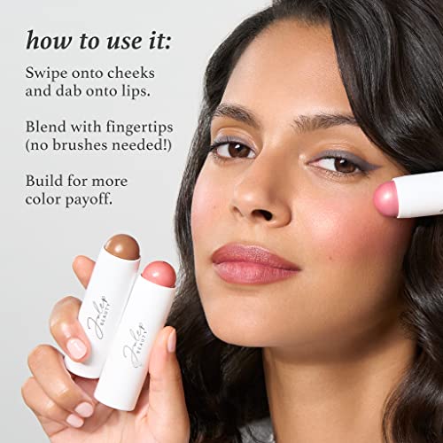 Julep Radiant Glow Duo: So Awake Snail Mucin Complexion Booster Moisturizer + Face Primer & Skip The Brush Cream-to-Powder Blush Stick in Golden Guava Makeup & Skincare Set