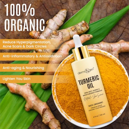 Organic Turmeric Face Oil for Skin Lightening & Anti-Aging - 4 Fl Oz (Pack of 1)