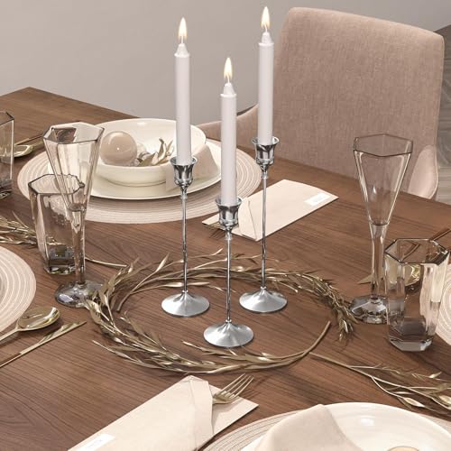 Silver Candlestick Holders Set of 24 - Taper Candle Sticks for Home Decor