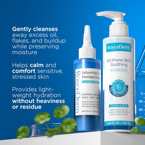 Seborrheic & Psoriasis Skin Care Bundle with Calming Serum & Fragrance-Free Face & Body Wash - Serum & Face Wash