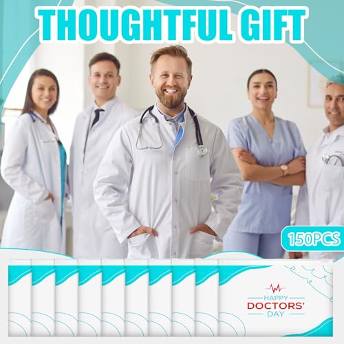 SilTriangle 150 Pcs Happy National Doctors Day EVA Gift Bags Bulk Red Blue White Thank You Cosmetic Bag Doctor Appreciation Week Party Favors for Doctor Nurse Medical Healthcare Workers
