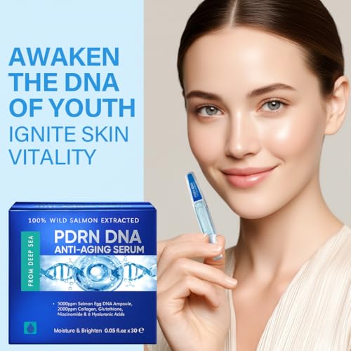 Salmon DNA Serum with Hyaluronic Acid - 30 Ampoules, 0.05 oz Each - Hydrating Anti-Aging Skincare