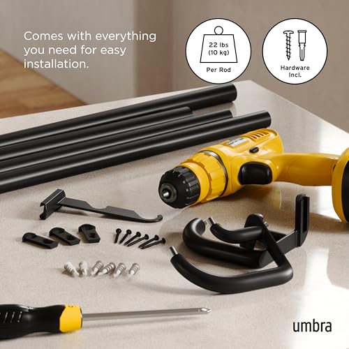 Umbra Twilight Double Curtain Rod Black 66-144 Inches Wrap Around Window Treatment