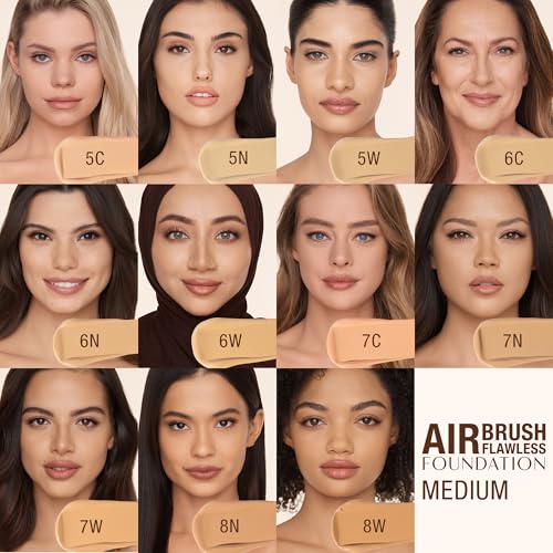 Charlotte Tilbury Airbrush Flawless Matte Foundation - Full Coverage Liquid Makeup with a Natural-Matte Finish - Smoothes & Blurs Pores - Waterproof & Transfer Resistant