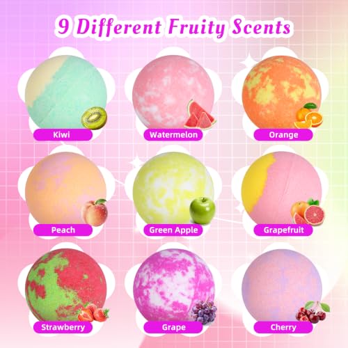 Kids Bath Bombs with Toys Inside, Fizzy Fruit-Scented Bath Fizzies - 12 Pack