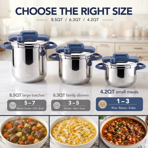 4.2 Quart Stainless Steel Stovetop Pressure Cooker Set - Safe & Durable