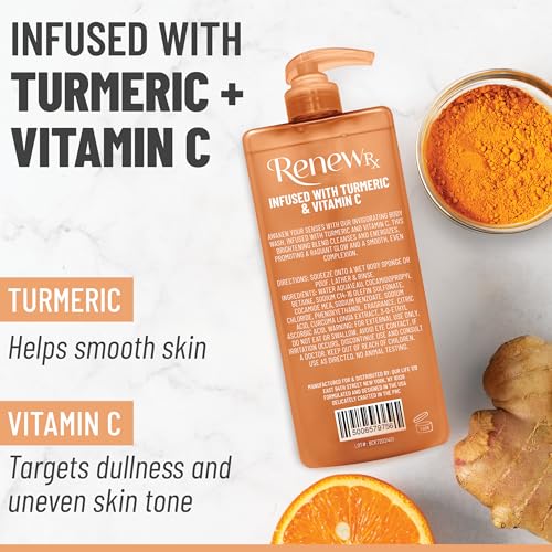 Radiating Body Wash with Turmeric & Vitamin C - Vegan Skin Brightening, 32 fl oz