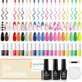 Beetles Gel Liner Nail Art Polish Set Pastel Gel Nail White Gold Red Glitter Neon French Tip Nails Polish Paint Swirl Built Thin Brush in Bottle Soak off Uv Lamp Nails Art Kit Gifts for Women