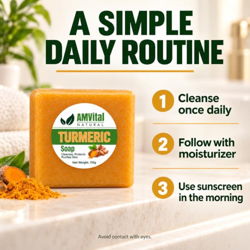Turmeric Soap Bar 8 Pack for Face & Body - 3.87 Ounce Each, AMVital