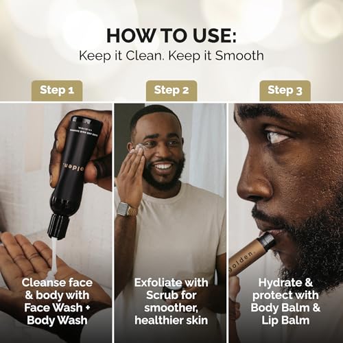 Golden Grooming The Unbearded Bundle ? Clean Face & Fresh Skin Essentials for Black Men | Beard & Hair Shampoo, Body Wash, Balm & More!