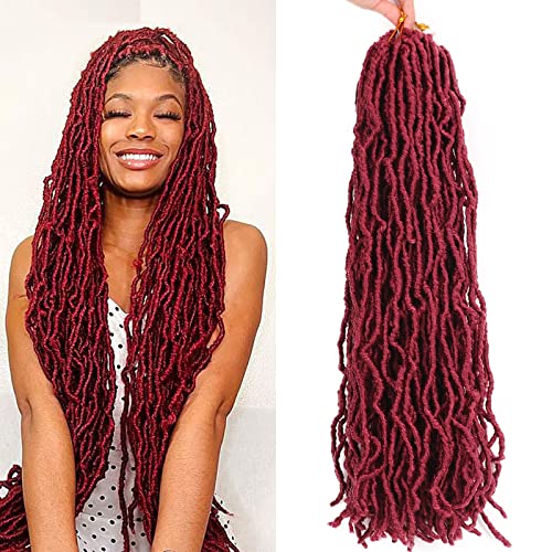 Faux Locs Crochet Hair Burgundy 20 Inch - 7 Pack Soft Locs for Women