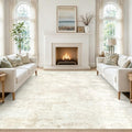 Beige 8x10 Washable Area Rug for Living Room and Bedroom - Non Slip, Pet Friendly