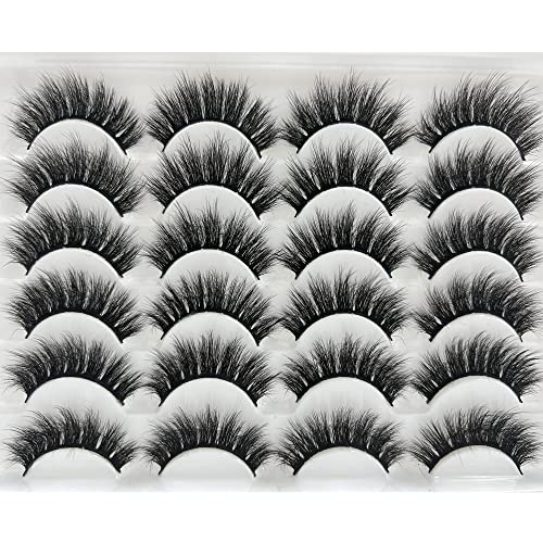 Newcally Eyelashes False Lashes Thick 18MM Long Faux Mink Eye Lashes Pack Dramatic Thick Volume Fake Eyelashes 12 Pairs Soft Reusable Lashes Multipack