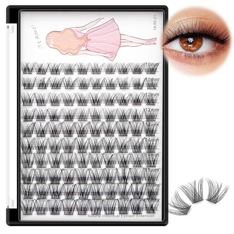 Bodermincer 8-10-12-14-16mm MIX/10-12-14-16mm MIX D Curl Mink Cluster Eyelash Extension Natural 3D Russian Volume Faux Eyelashes Individual Lashes Makeup (12MM)