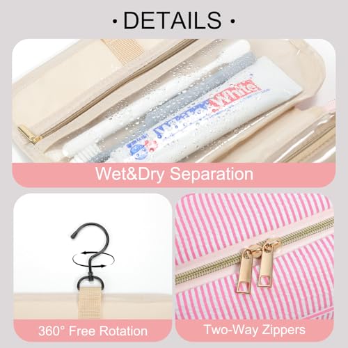Personalized Pink Travel Hanging Toiletry Bag with Initial E - Compact & Spacious Organizer