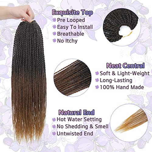 Senegalese Twist Crochet Hair 8 Packs - Ombre 24 Inch Pre-Looped Synthetic Braid - Black Women Style Variation 1B/30/27
