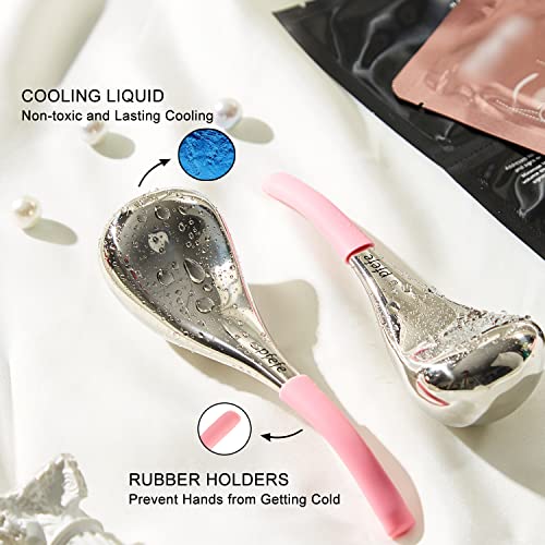 Ice Globes for Face and Eyes - Cryo Facial Skin Care Tools - Silver & Pink