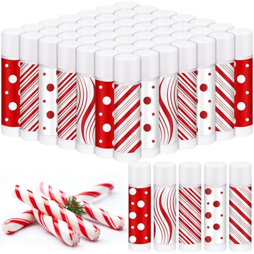 50 Pcs Christmas Peppermint Lip Balm Candy Party Favors Bulk - Festive Holiday Gifts