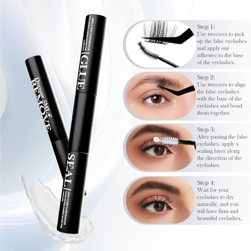 Lash Clusters Kit for Sensitive Eyes - Salon-Quality DIY Eyelash Extensions, Waterproof & Hypoallergenic, | Includes 8-16mm Wispy & Fluffy Clusters, Adhesive, Seal, Tools (Natural-(black box)