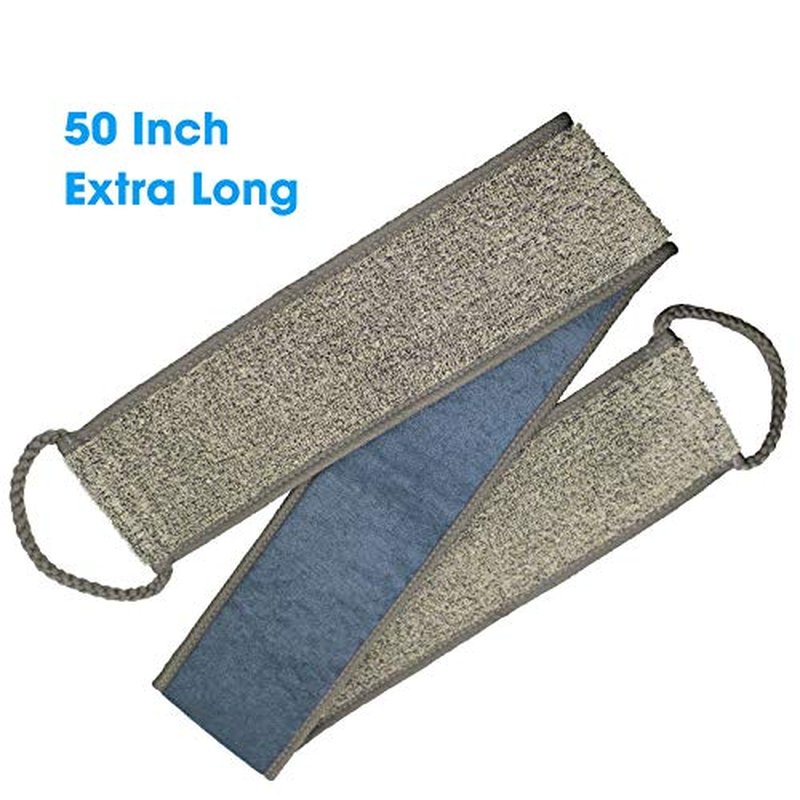 Loofah Back Scrubber, 50 Inch Extra Long Natural Flax Exfoliating Back Scrubber for Shower for Men Women, Deep Clean & Invigorate Your Skin