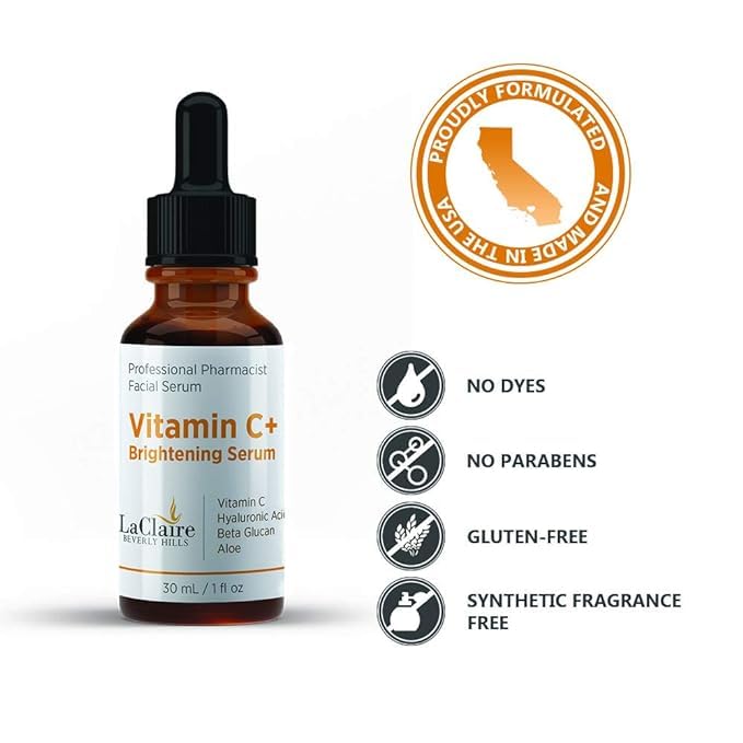 Vitamin C Serum 3-Pack with Hyaluronic Acid - Brightening Face Serum, 1 Fl Oz Each