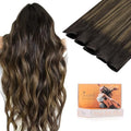 Hair Extensions Real Human Hair 20 Inch Dark Brown to Chestnut Brown 60g – Seamless Sew-In, Clip-In, Tape-In & Micro Beads