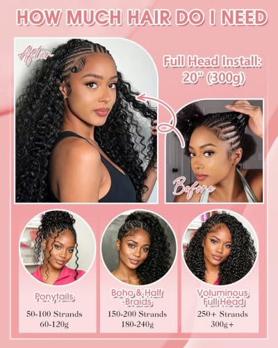 Natural Black Burmese Curly Crochet Hair 120g 20 Inch Knotless Pre-Separated