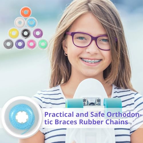 Orthodontic Power Chains Rubber Braces Ligatures 10 Rolls 15ft - Hypoallergenic & Durable