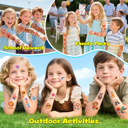 66 Sheets Temporary Tattoos for Kids, 500+ Fake Tattoos Stickers for Boys & Girls, Individually Wrapped Bulk Party Favors, Goodie Bag Stuffers (Mermaid, Unicorn, Monster, Shark, Animal)