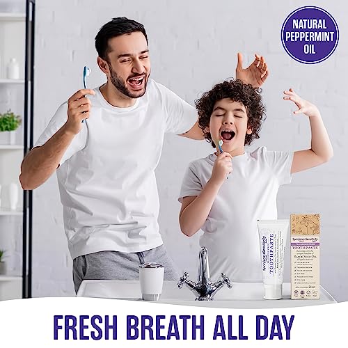 Fluoride Free Toothpaste for Sensitive Teeth - Black Seed Oil & Zinc, 4 Pack - Vegan & Natural - Sensitivity Variant