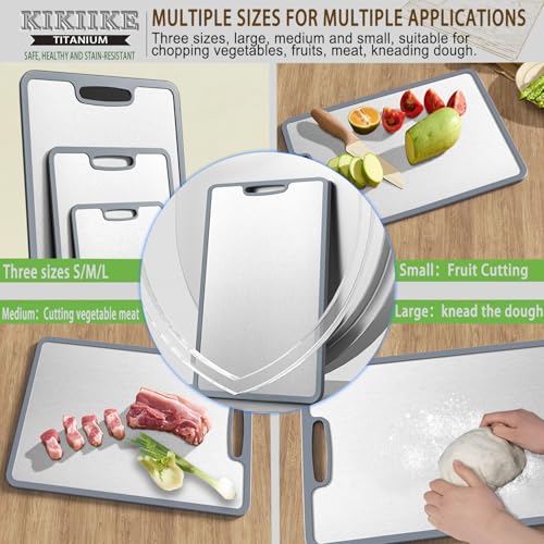 Titanium Cutting Board Set of 3 - Double-Sided Non-Slip Kitchen Chopping Boards - Small, Medium, Large