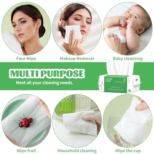 Disposable Face Towels 600 Count Biodegradable Cotton Facial Wipes for Washing & Drying - Pack of 1