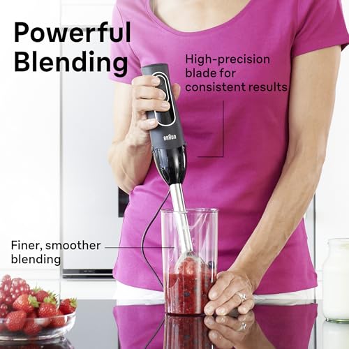 Immersion Hand Blender with Beaker and Whisk - 350W Dual Speed, Versatile Kitchen Tool