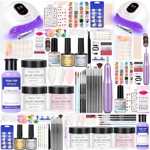 Complete Acrylic Nail Kit with Drill, Polishes & Tools for DIY Nail Art