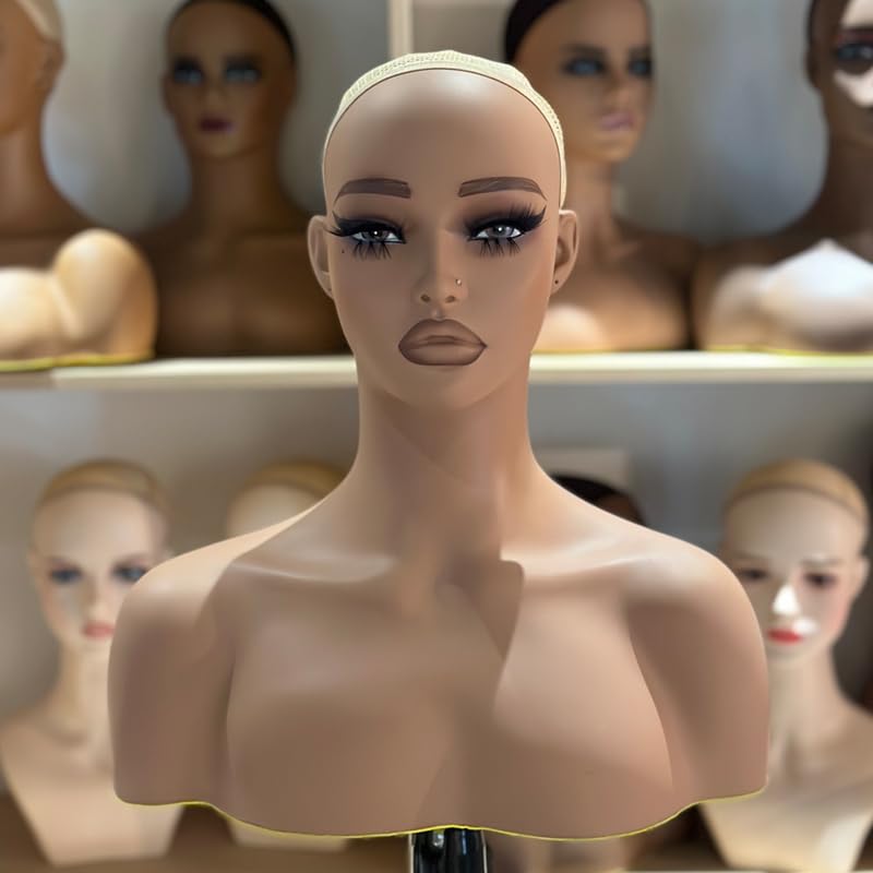 Professional Mannequin Head with Mesh Wig Cap for Display & Styling