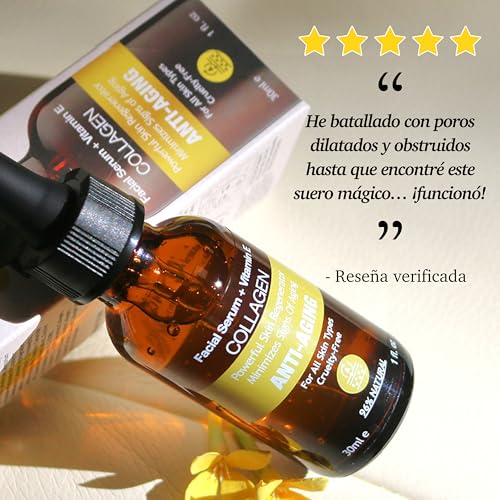 Purifect Collagen Serum for Face - Anti Aging, Firming & Plumping with Vitamin E & Ceramide NP ? Made in USA | 7 Collagen Types, Face Tightening and Lifting for brighter, more radiant skin 30 ml