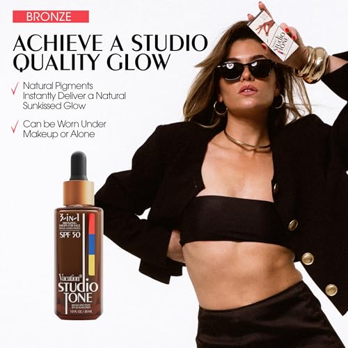 SPF 50 Bronzing Drops for Face - Natural Sun-Kissed Glow, Hydrating & Protective