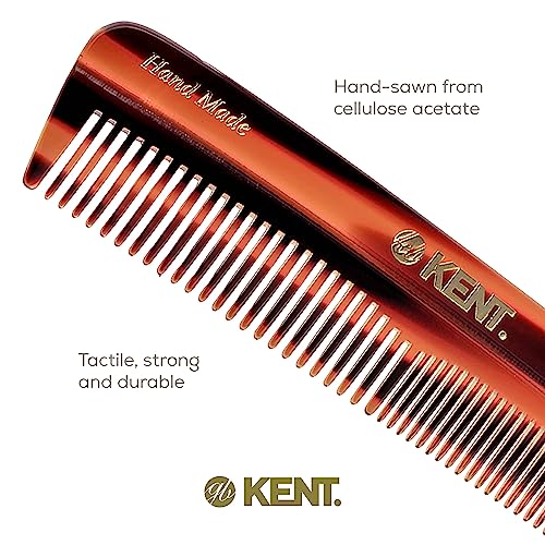 Kent R7T Fine and Wide Tooth Hair Comb, Pocket Comb for Men, Best Beard and Mustache Comb for Everyday Grooming and Styling, Handmade Sawcut and Polished, Made in England (6 Pack)