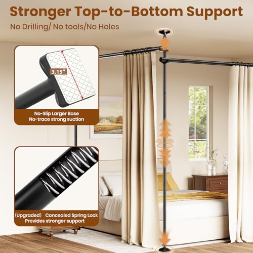 Bonpally No Drilling Room Divider Curtain Rod Black 28-171 Inch Adjustable