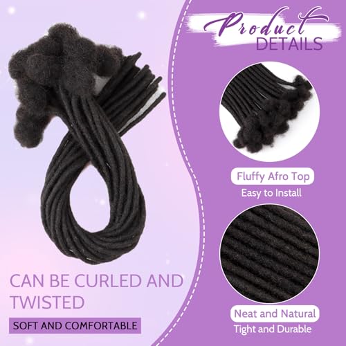 Loc Extensions Human Hair 0.4cm & 0.6cm & 0.8cm Width 4-18 Inch - 30 Strands, 6 Inch, Natural Dreadlocks