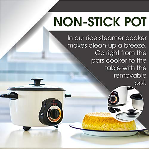 Pars 5 Cup Automatic Persian Rice Cooker with Tahdig, Non-Stick Pot