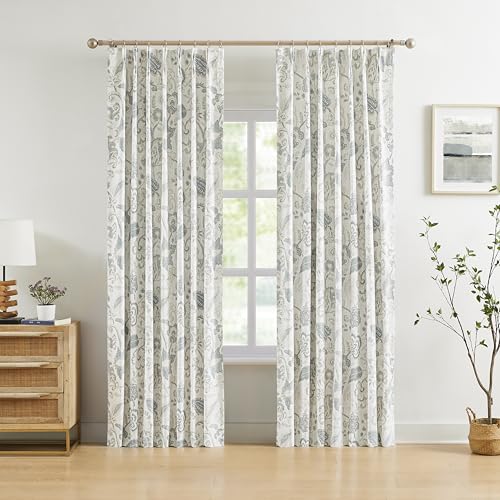 Blackout Jacobean Floral Curtains Set 40W x 84L - Blue Grey Bedroom Drapes - Variation of THIS listing