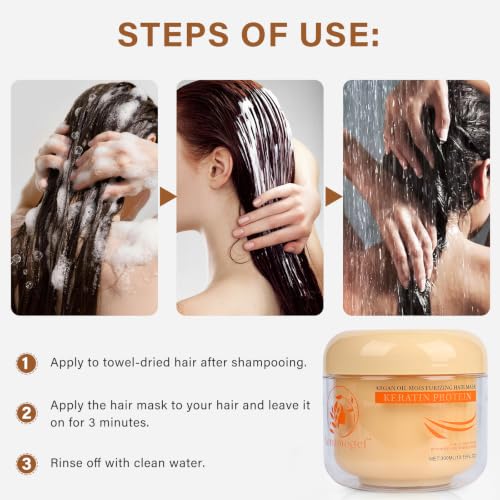 Collagen & Argan Oil Hair Mask Set for Deep Repair and Smoothing - 12.15 fl oz