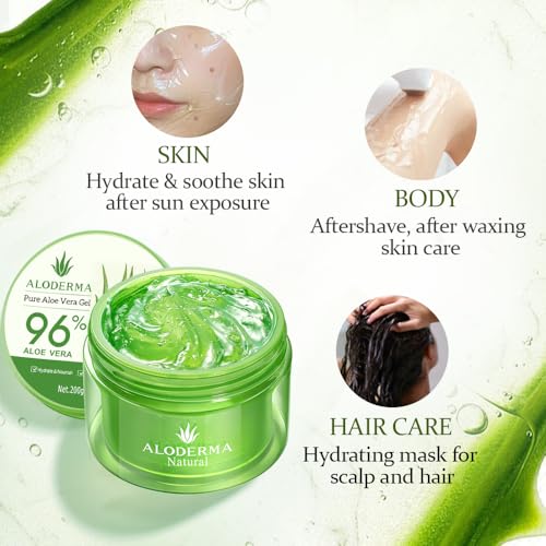 Aloe Vera Gel 96% Organic Multipurpose Face & Hair Moisturizer - 3 Pack, 7oz - Variation 3
